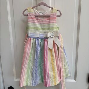 NWOT Bonnie Jean 3T Girls Rainbow Stripe Pleated Tie Front Sleeveless Dress